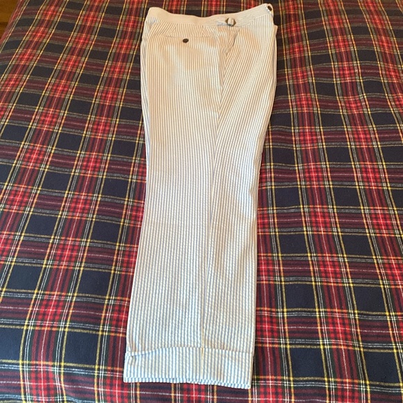 seersucker trousers with 2” cuffs (real seersucker fabric from Hardy-Minnis) - Picture 5 of 7
